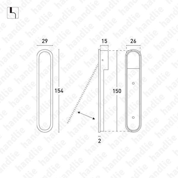 CE.IN.8908 - Concha de embutir com puxador 154x29 - Inox