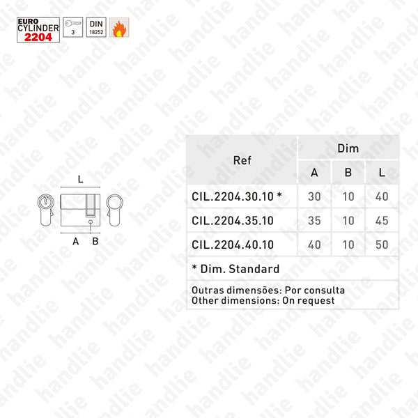 CIL.2204 - Meio cilindro perfil europeu - Chave / Cego