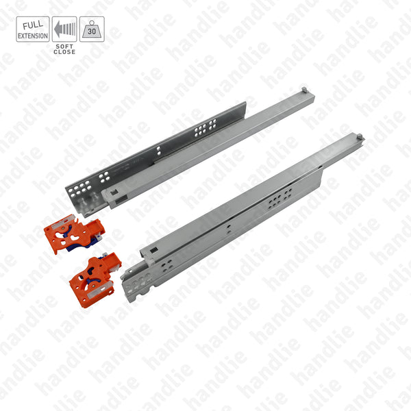 COR.814 - Corrediças ocultas para gavetas / Extração total / 30Kg