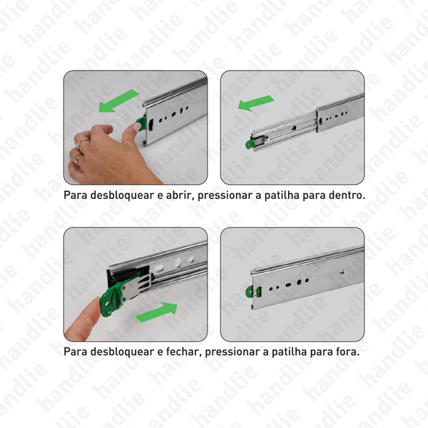 COR.A78.2L - com Retenção Fecho/Abertura - 2 Lanços / Extração total até 1500mm / 325kg