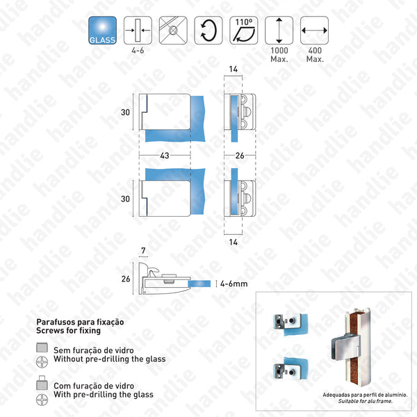 D.15.06.216 Passion Glass - Square - Dobradiças
