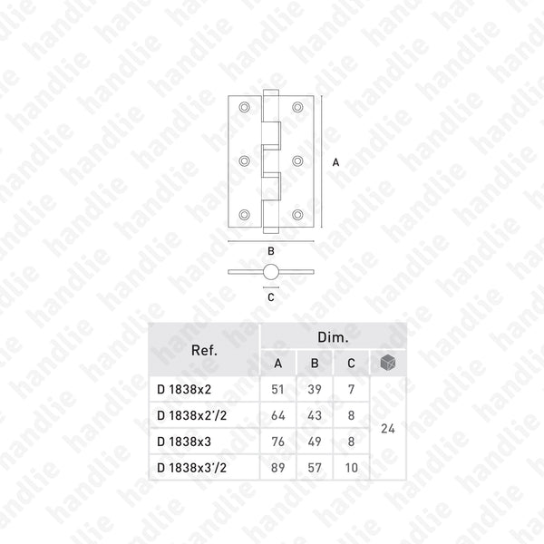 D.1838 - Dobradiça para móveis - Latão / Inox