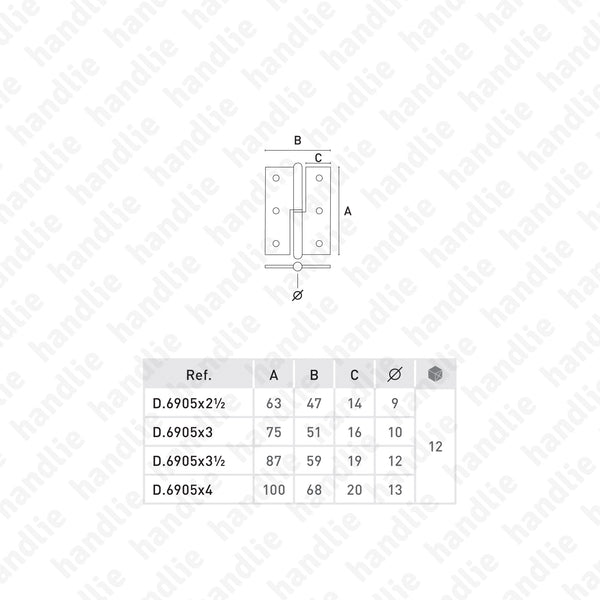 D.6905 - Dobradiça ½ balanço - Preto Fosco