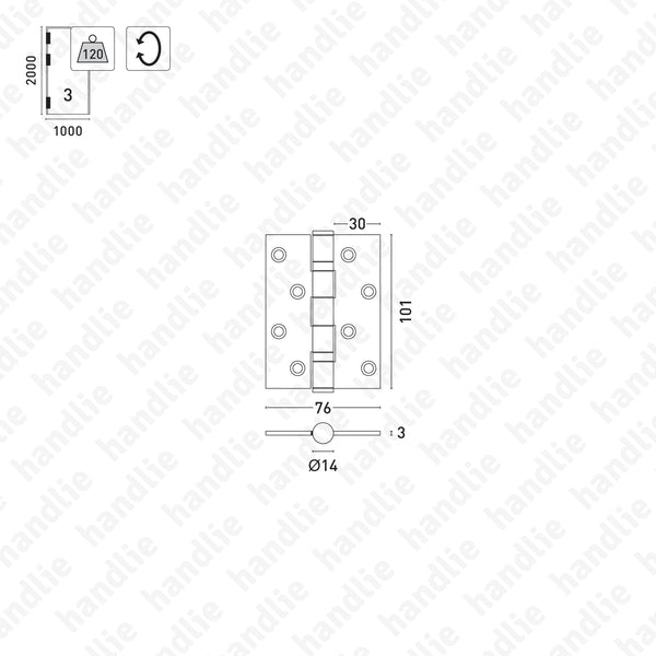 D.8022/100 - Dobradiça fiel - Inox