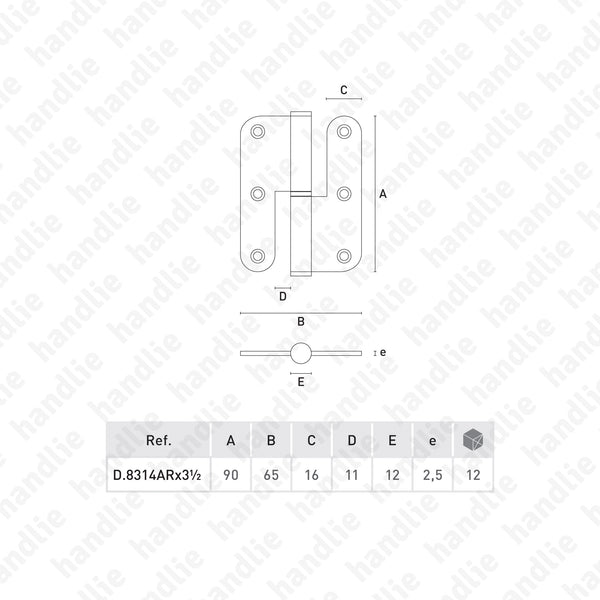 D.8313AR - Dobradiça abas redondas - Inox