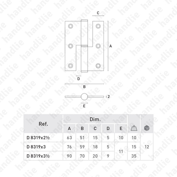 D.8319 - Dobradiça ½ Balanço - Inox