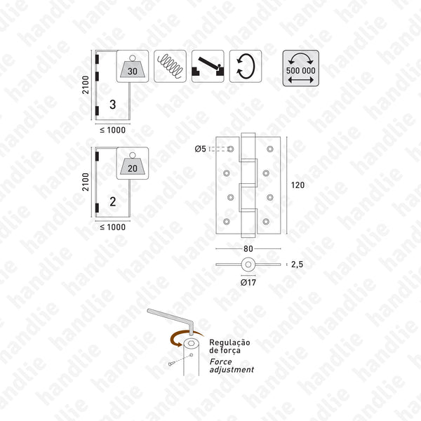 DM.5314J Mola - Dobradiças de mola ação simples - Inox