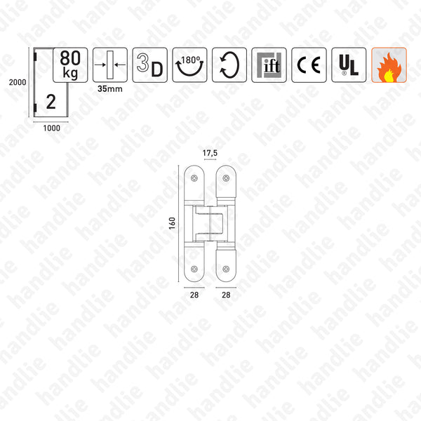 TE.340.3D - Dobradiça oculta TECTUS 3 D - Carga 80Kgs | SIMONSWERK