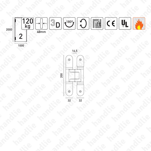 TE.540.3D - Dobradiça oculta TECTUS 3 D - Carga 120Kgs | SIMONSWERK