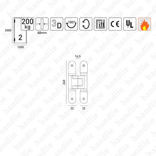 TE.640.3D - Dobradiça oculta TECTUS 3 D - Carga 200Kgs | SIMONSWERK