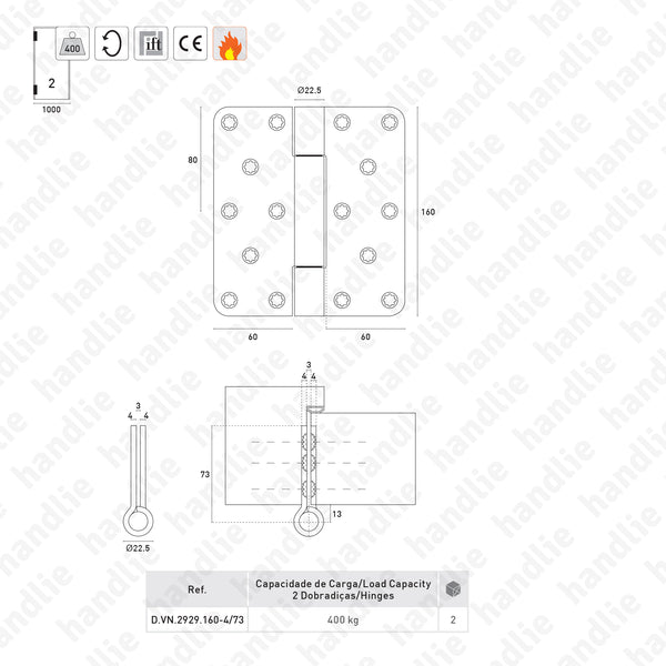 D.VN.2929 VBRplus - Dobradiça VARIANT VN VBR plus para portas pesadas até 400Kgs - Inox | SIMONSWERK