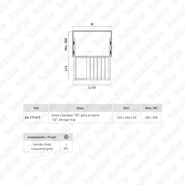 KIT EA.177.017 - Kit Varão para calças + Cesto - SC SQUARE CLOSET