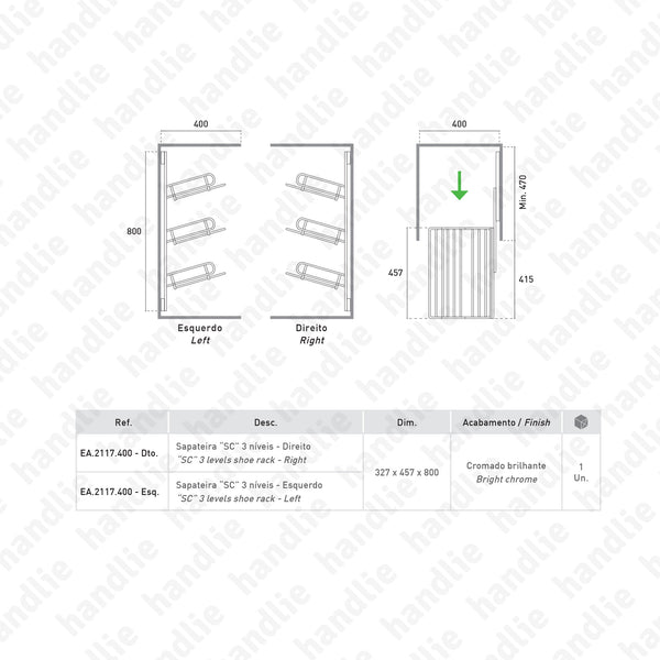 EA.2117 - Sapateira lateral 3 níveis - SC SQUARE CLOSET