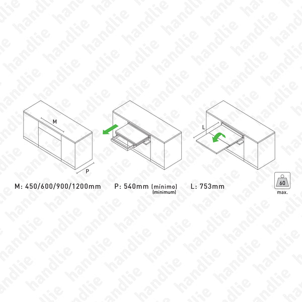EC.1151 - COCKTAIL - Sistema de ferragens para mesas ocultas/extraíveis