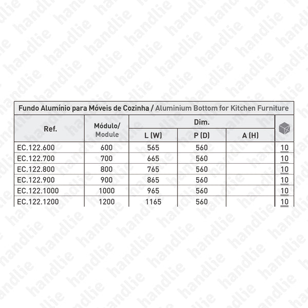EC.122 - Fundo Alumínio para Móveis de Cozinha