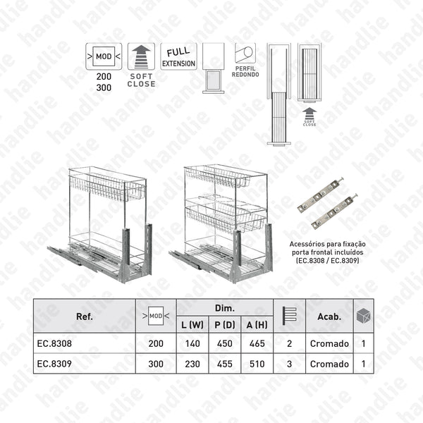 EC.8309 - Despenseiros multiusos com amortecedor para aplicação porta frontal