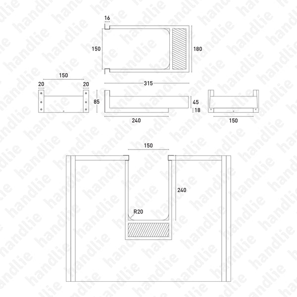 EC.962 - Salva sifões retangular para gavetas WC e Cozinhas