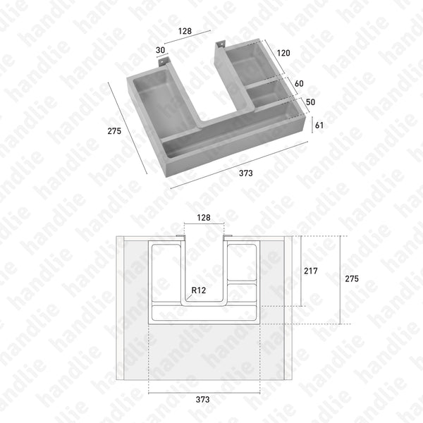 EC.963 - Salva sifões retangular para gavetas WC e Cozinhas