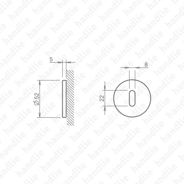ENT.4045.5S / ENT.4046.5S - Jogo de entradas de chave redondas Ø52x5mm