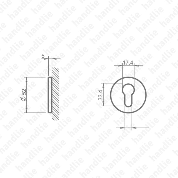ENT.4045.5S / ENT.4046.5S - Jogo de entradas de chave redondas Ø52x5mm