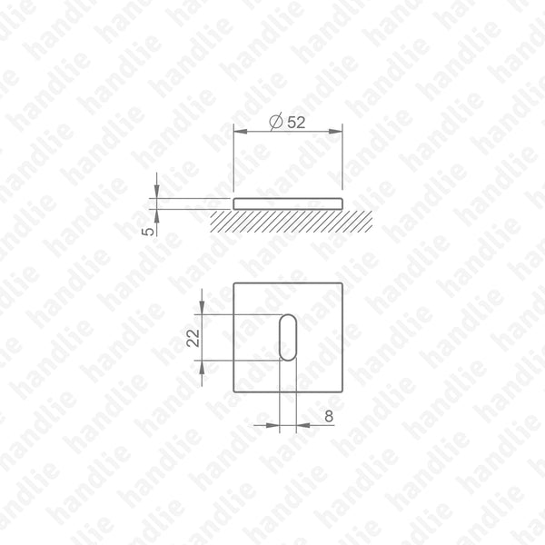 ENT.4048.5SQ / ENT.4049.5SQ - Jogo de entradas de chave quadradas 52x5mm