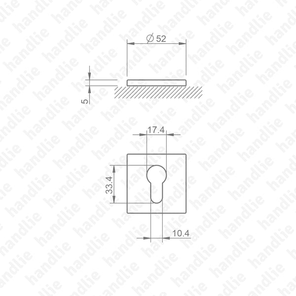 ENT.4048.5SQ / ENT.4049.5SQ - Jogo de entradas de chave quadradas 52x5mm