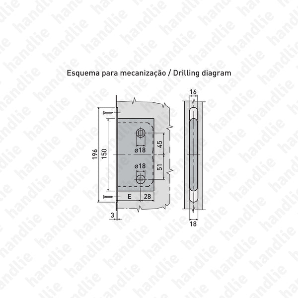 F.110.91.02.R - Mediana Polaris - Fechadura de embutir magnética - WC / 2 Quadras