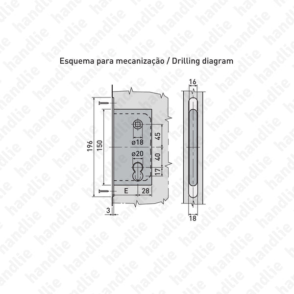 F.110.91.03 - Mediana Polaris - Fechadura de embutir magnética para Cilindro Europeu