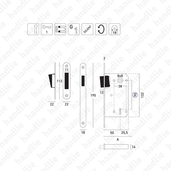 F.114.91.01.R - Fechadura de embutir magnética - Com chave