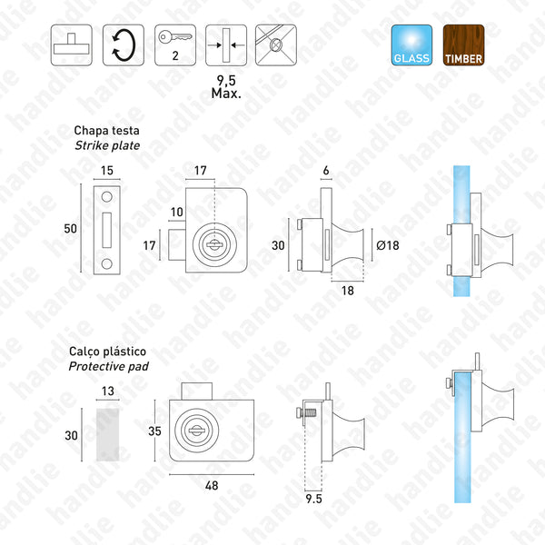 F.1400 - Fechadura de sobrepor para móveis