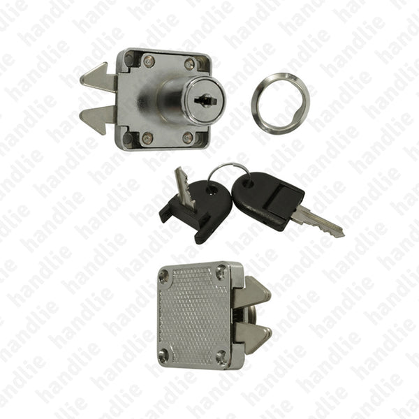 F.202.A com garras - Fechadura de sobrepor com cilindro e garras para armários com portas de correr