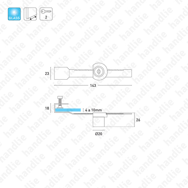 F.203.1 - Fechadura para portas em vidro