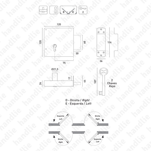 F.44 - Fechadura de sobrepor - Aço