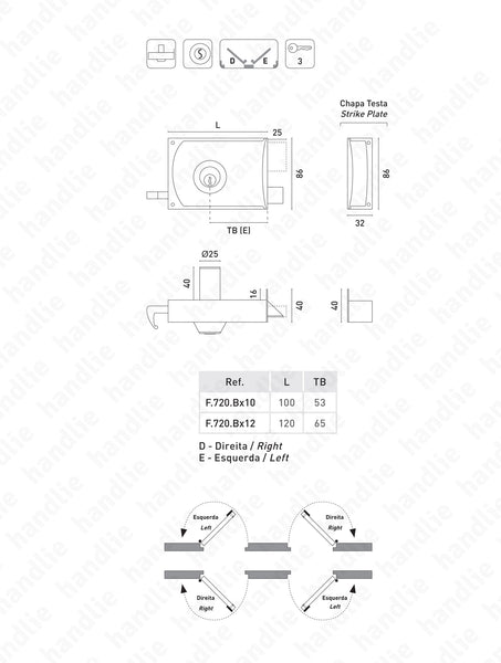 F.720.B - Fechadura de sobrepor