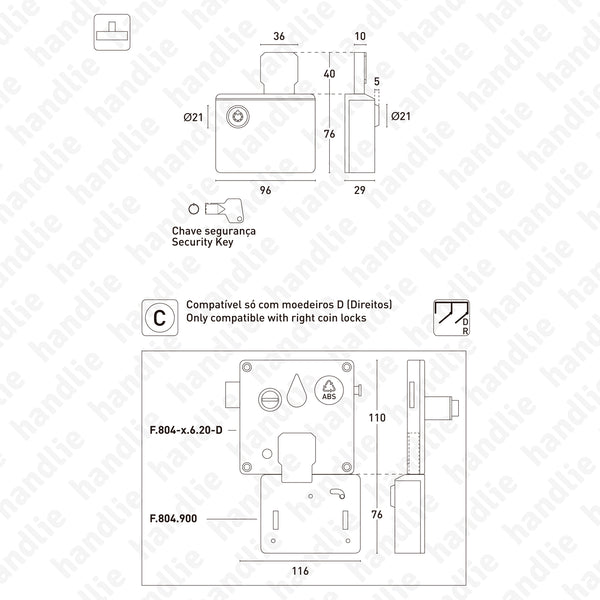 F.804.900 - Caixa de moedas para moedeiro
