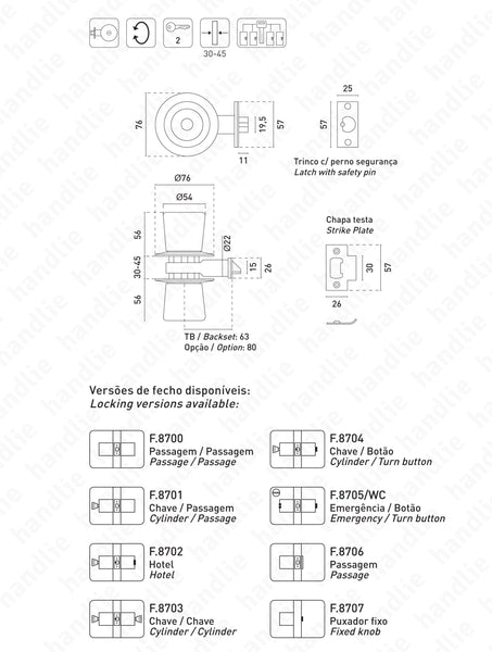 F.8703 - Duplo cilindro (chave/ chave)