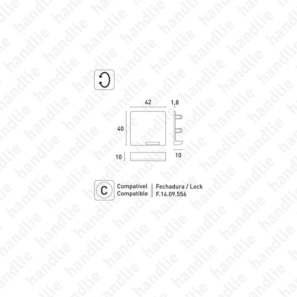 F.CT.14.09.566 Passion Glass - Square - Chapa testa para fechadura - portas de vidro 2 folhas