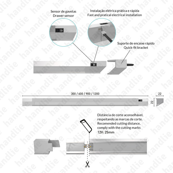 IL.351 - Perfil com LED para gavetas