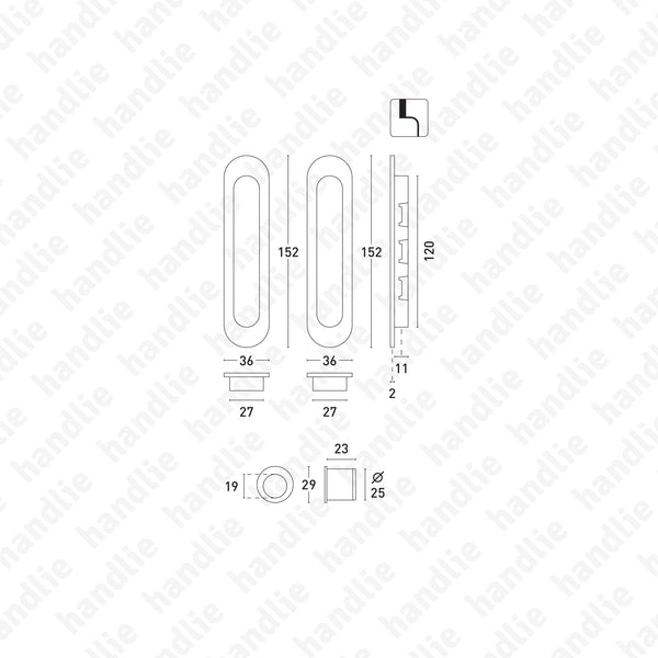 CE.KIT.14 - Kit conchas embutir ovais 152x36 - Inox