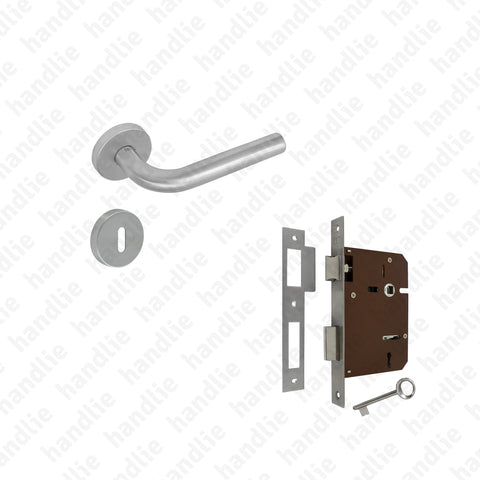 KIT.P.902 - Puxador  + Fechadura embutir com chave - INOX