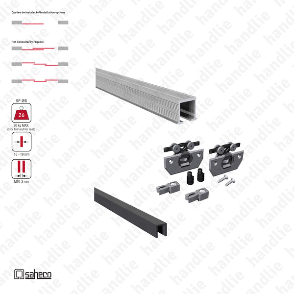 Click Timber SF-26 - Sistemas para portas de correr para móveis e armários em madeira / Suspensas - Até 26Kg por porta | SAHECO