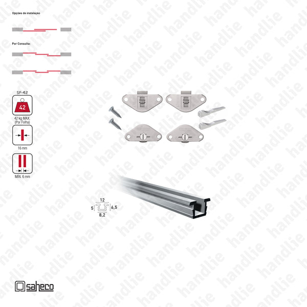 Substenta Timber KIT SF-42 - Sistemas para portas de correr para móveis e armários em madeira / Apoiadas - Até 42Kg por folha | SAHECO