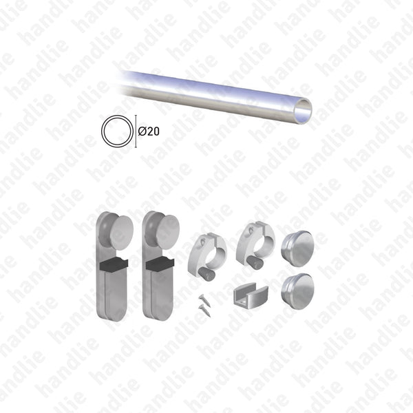 SV-I45 - Jogo de roldanas e perfil para portas de correr passagem em vidro - Até 45Kg - INOX | SAHECO