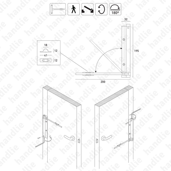 M.5613 - Mola de alavanca para portas - Alumínio