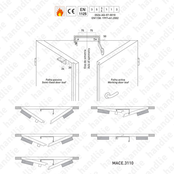 MACE.3110 - Selector fecho universal com braço oscilante para portas duplas
