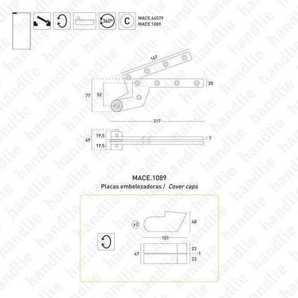 MACE.44787 - Braço superior para molas de pavimento - Portas de batente | GEZE