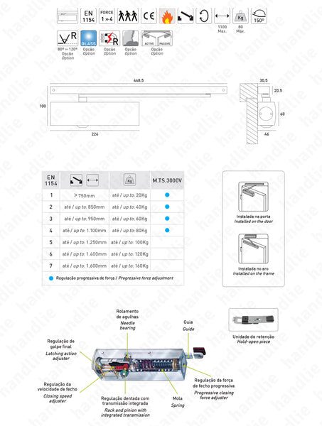 M.TS.3000VC - Mola aérea - Força 1 » 4 - 80Kg | GEZE