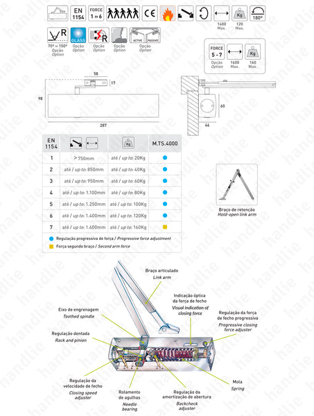 TS.4000 - Mola aérea - GEZE - Força 1 » 6 / 120Kg | GEZE