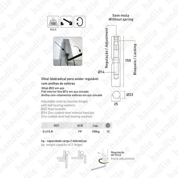 O.415.R - Olhal (dobradiça) para soldar regulável - Aço