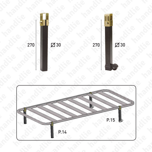 P.1102 - Pés para sommiers c/ roda